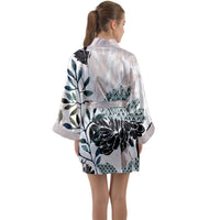 
              Floral Aquarelle - Satin Robe (Short)
            