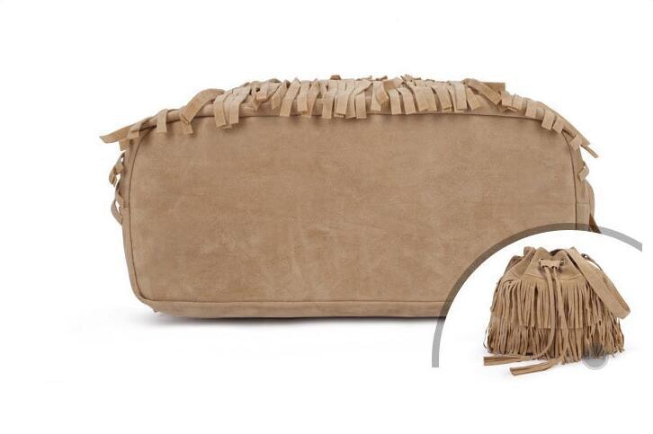 Ranchos Medium Crossbody Bag In Light Suede With Fringes