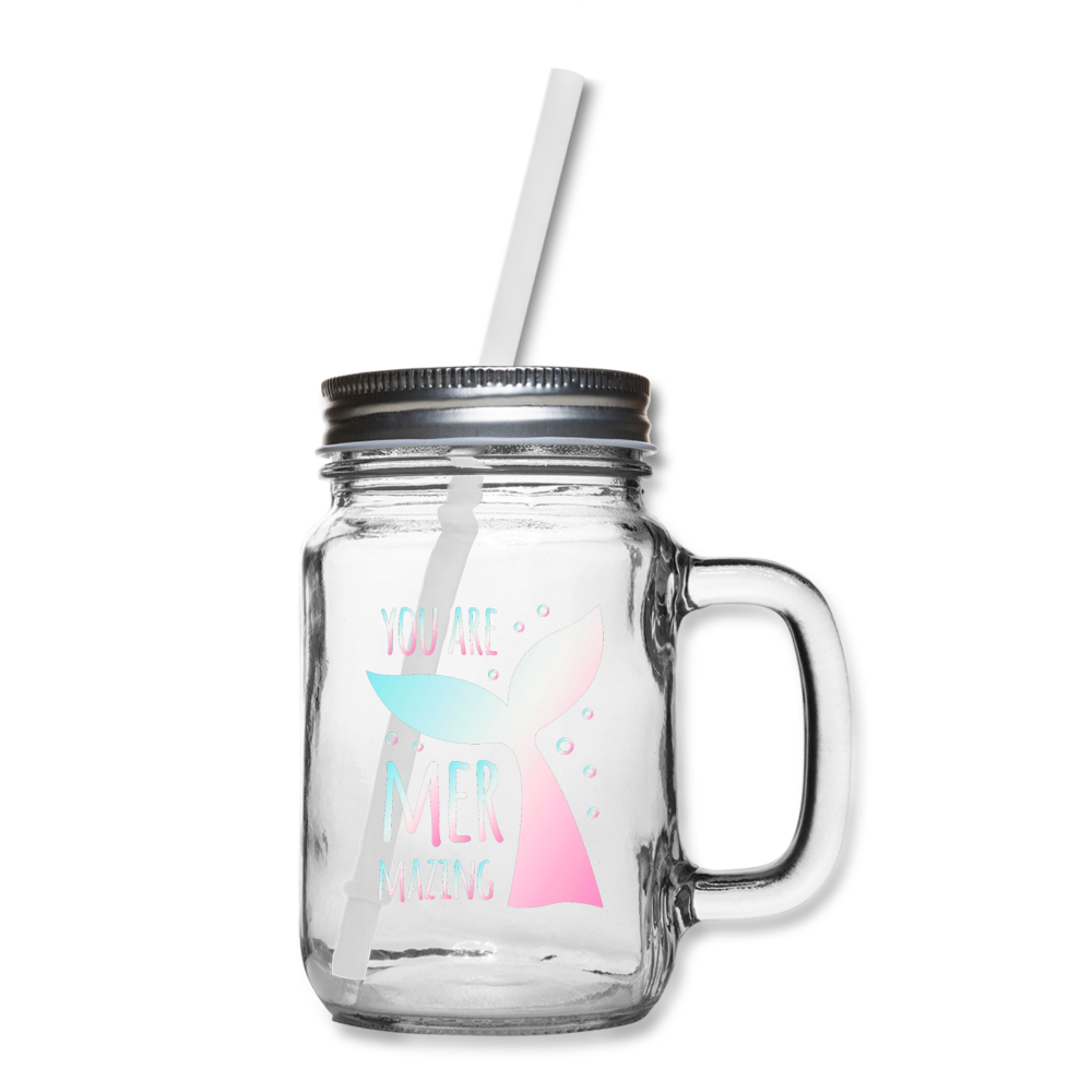 Personalised Mason Jar With Straw Engraved Drinking Glass With